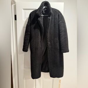 Misguided- Black Teddy Coat SIZE 4